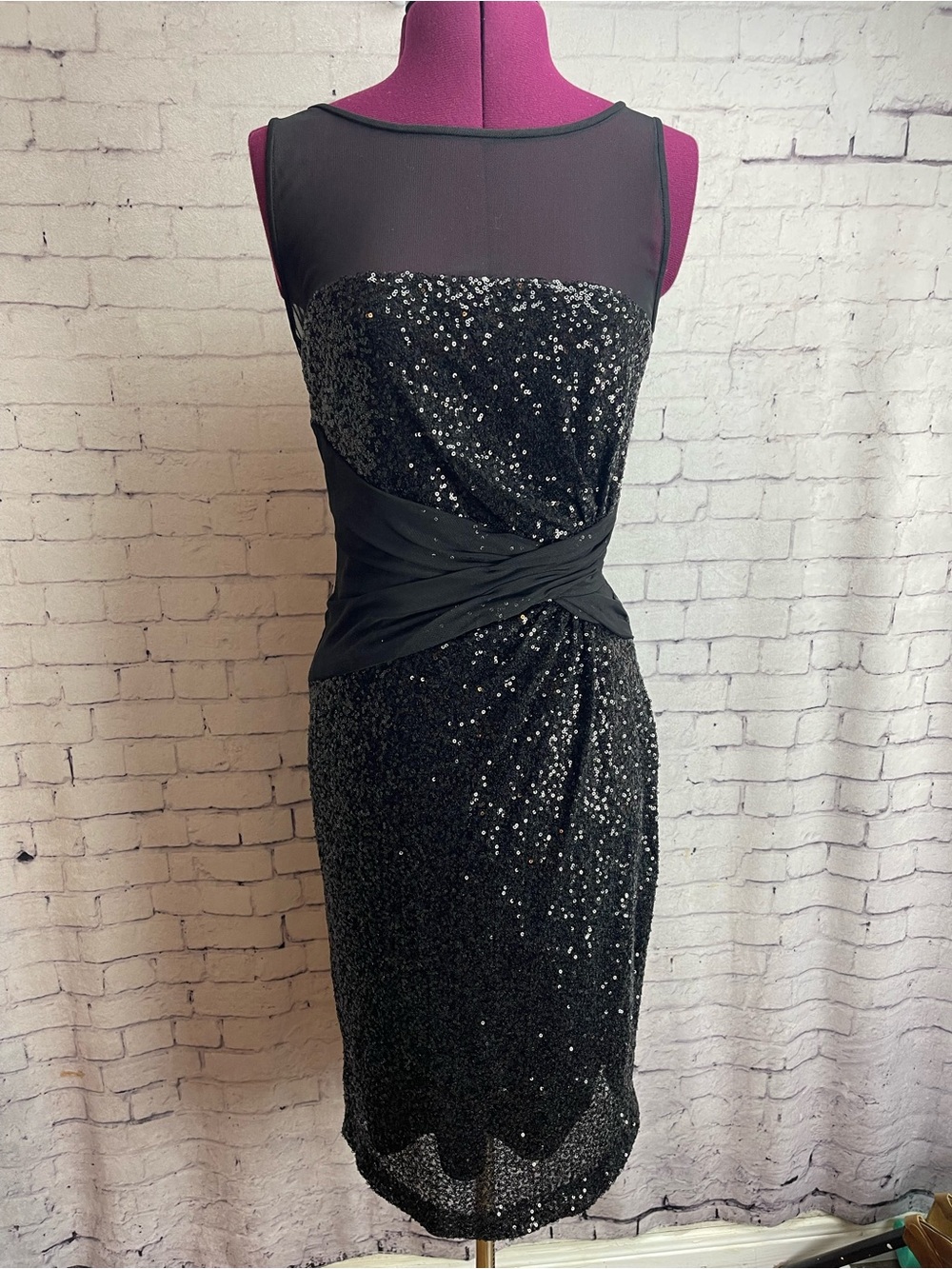 Lauren Ralph Lauren Black Sequin Sheath Midi Dress
